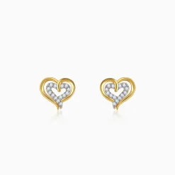 Gold Heart Frame Lab Grown Diamond Studs