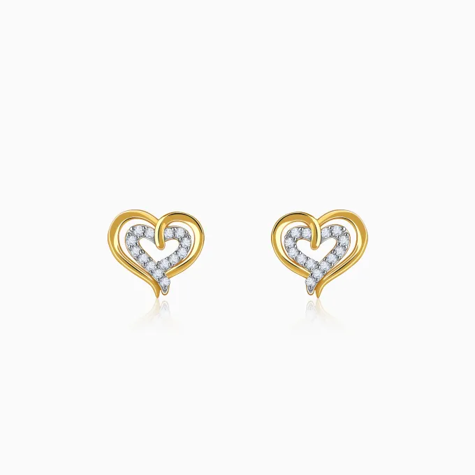 Gold Heart Frame Lab Grown Diamond Studs