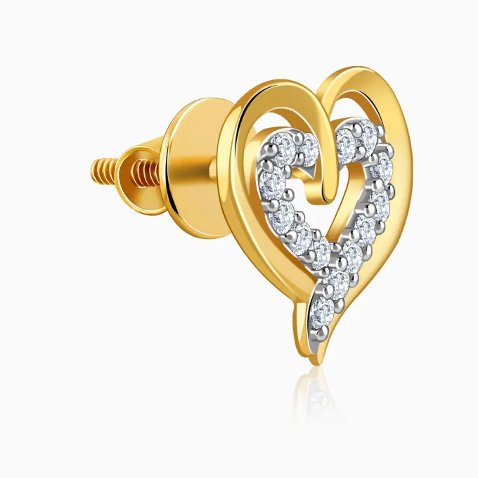 Gold Heart Frame Lab Grown Diamond Studs