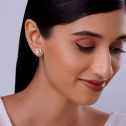 Gold Heartlet Diamond Earrings