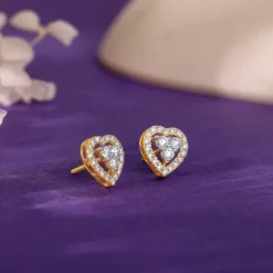 Gold Heartlet Diamond Earrings