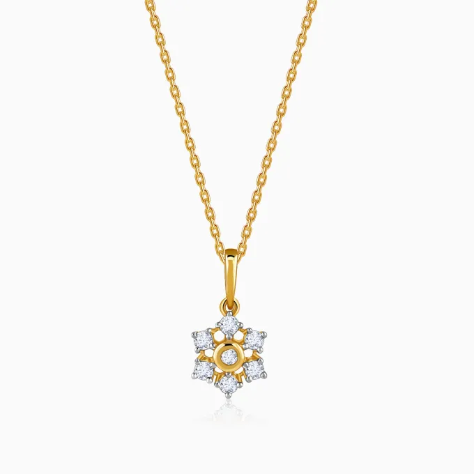 Gold Indent Flora Lab Grown Diamond Pendant