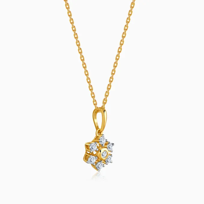 Gold Indent Flora Lab Grown Diamond Pendant