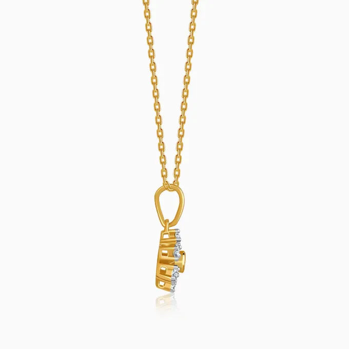 Gold Indent Flora Lab Grown Diamond Pendant