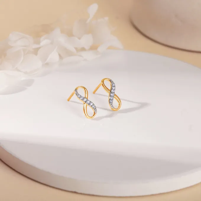 Gold Infinity Grace Lab Grown Diamond Stud Earrings