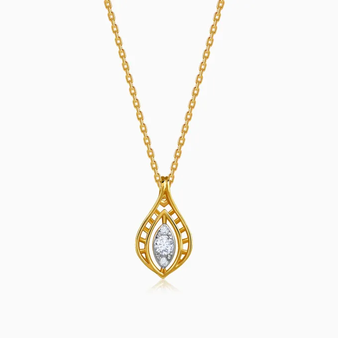 Gold Lattice Light Lab Grown Diamond Pendant