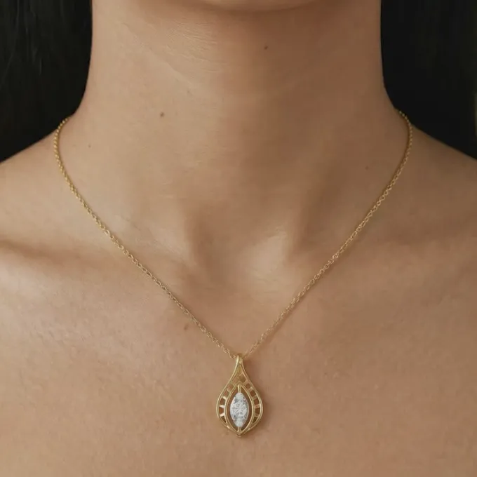 Gold Lattice Light Lab Grown Diamond Pendant