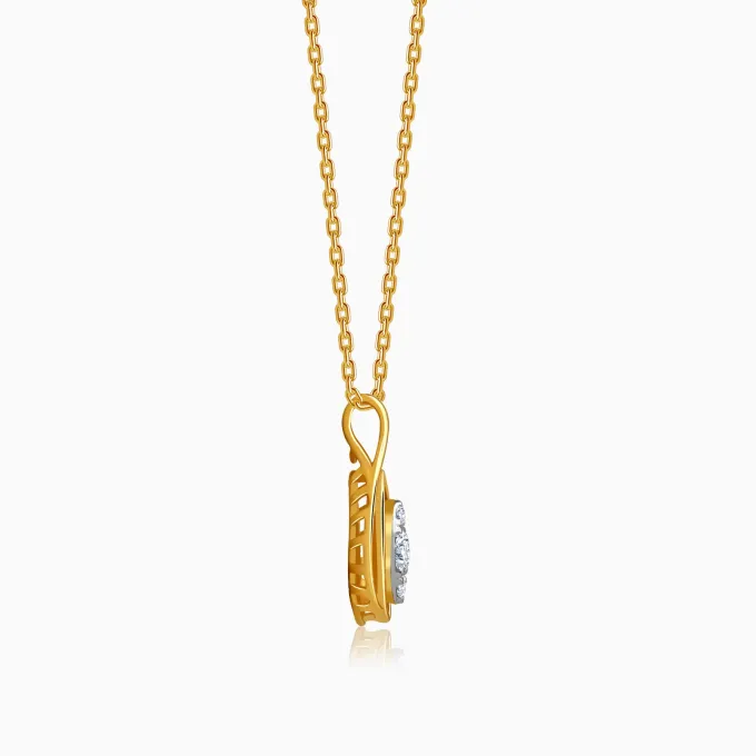 Gold Lattice Light Lab Grown Diamond Pendant