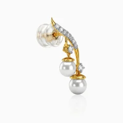 Gold Laurel Aura Lab Grown Diamond Climber Earrings