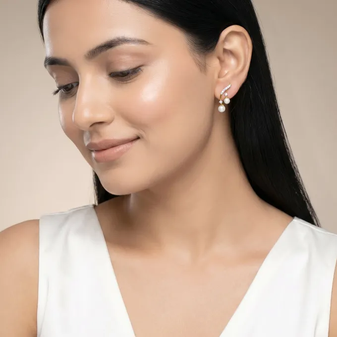 Gold Laurel Aura Lab Grown Diamond Climber Earrings