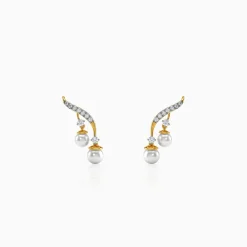 Gold Laurel Aura Lab Grown Diamond Climber Earrings