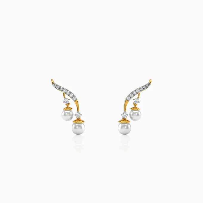 Gold Laurel Aura Lab Grown Diamond Climber Earrings