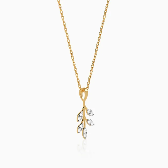 Gold Leaf Bliss Lab Grown Diamond Pendant