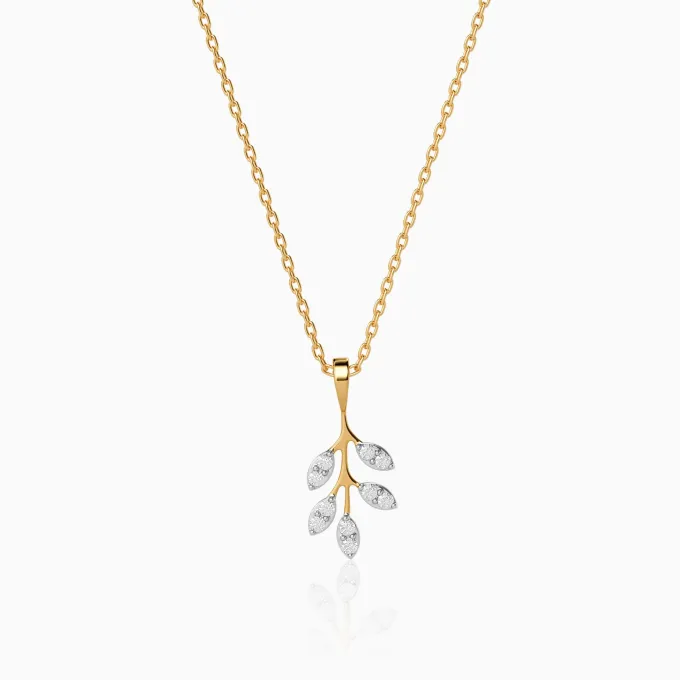 Gold Leaf Bliss Lab Grown Diamond Pendant
