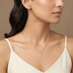 Gold Leaf Bliss Lab Grown Diamond Pendant