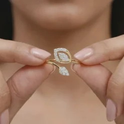 Gold Leaf in Motion Lab Grown Diamond Ring (Size 12)