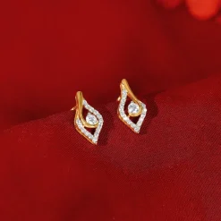 Gold Leaflet Sparkle Lab Grown Diamond Studs