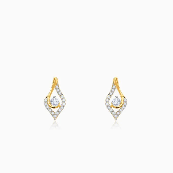 Gold Leaflet Sparkle Lab Grown Diamond Studs