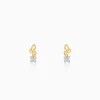 Gold Leaflight Charm Lab Grown Diamond Earrings