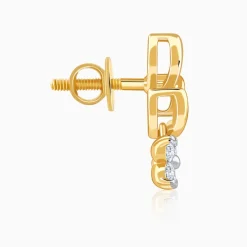 Gold Leaflight Charm Lab Grown Diamond Earrings