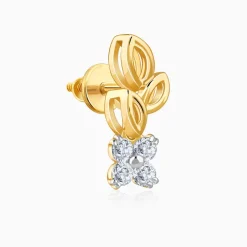 Gold Leaflight Charm Lab Grown Diamond Earrings