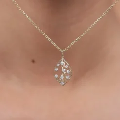 Gold Leafy Glam Lab Grown Diamond Pendant