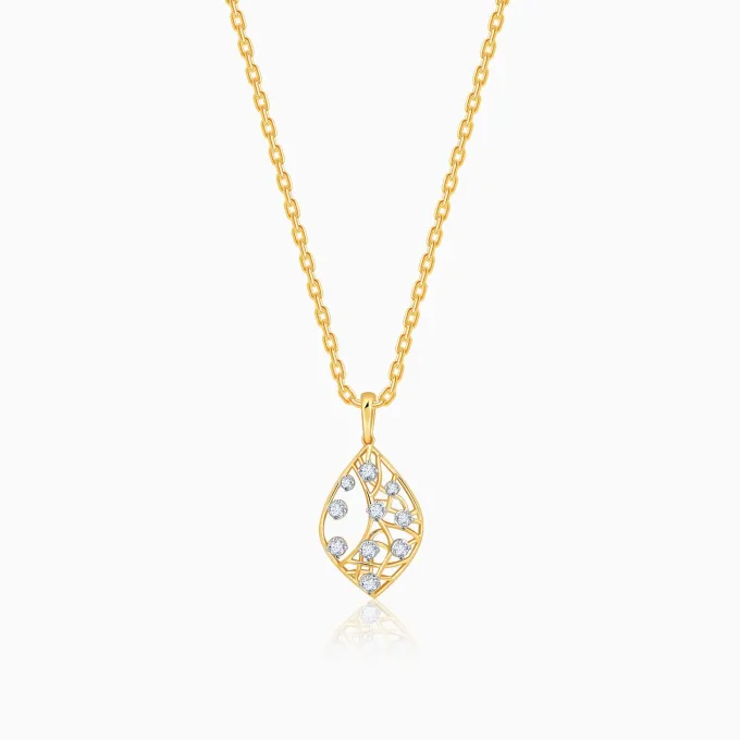 Gold Leafy Glam Lab Grown Diamond Pendant