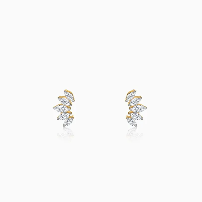Gold Lotus Petals Lab Grown Diamond Earrings