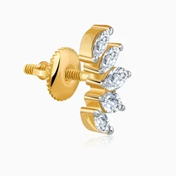 Gold Lotus Petals Lab Grown Diamond Earrings
