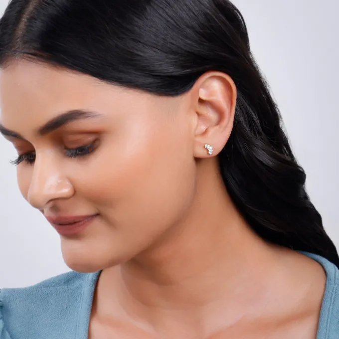 Gold Lotus Petals Lab Grown Diamond Earrings