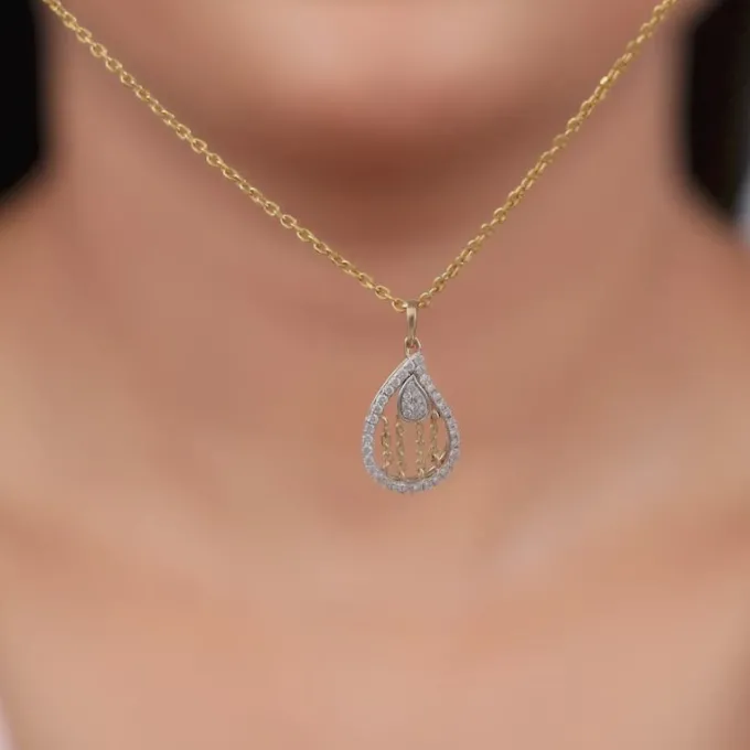 Gold Luma Teardrop Lab Grown Diamond Pendant