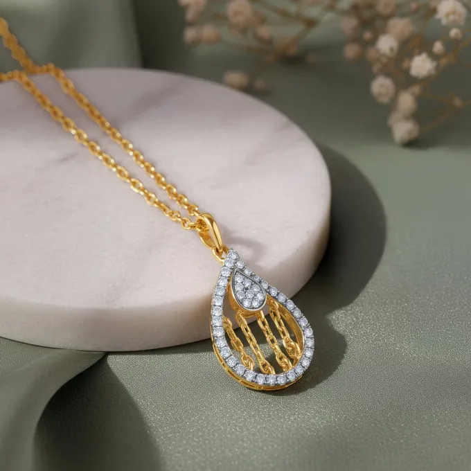 Gold Luma Teardrop Lab Grown Diamond Pendant