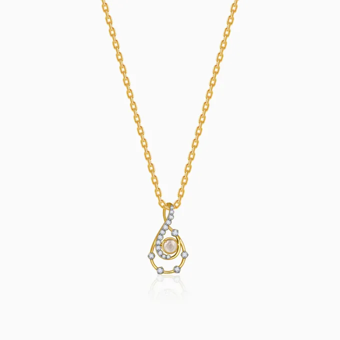 Gold Lustre Waves Lab Grown Diamond Pendant