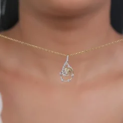 Gold Lustre Waves Lab Grown Diamond Pendant