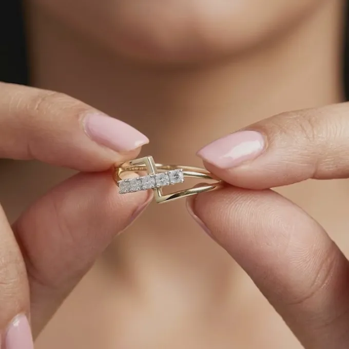 Gold Lustre Whirl Lab Grown Diamond Ring (Size 12)