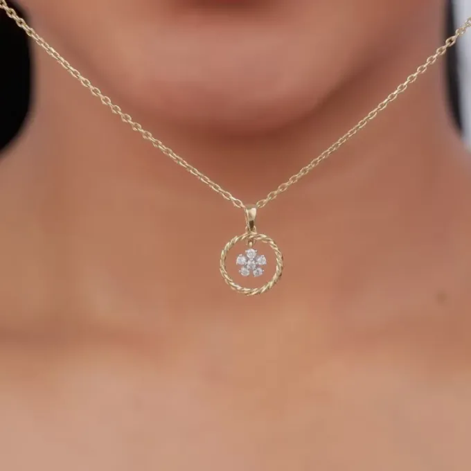 Gold Magical Fleur Lab Grown Diamond Pendant