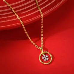 Gold Magical Fleur Lab Grown Diamond Pendant