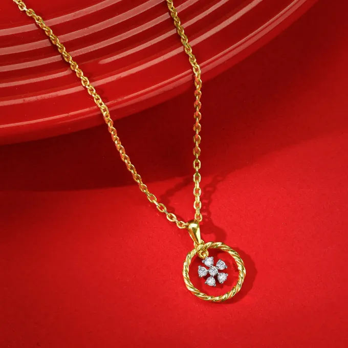 Gold Magical Fleur Lab Grown Diamond Pendant