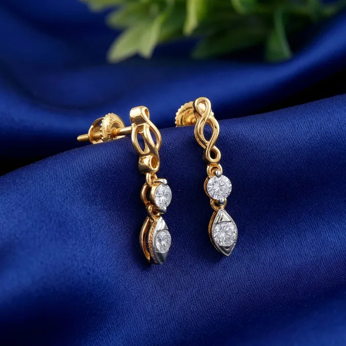Gold Marquisite Shine Lab Grown Diamond Earrings