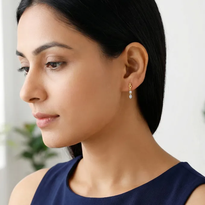 Gold Marquisite Shine Lab Grown Diamond Earrings