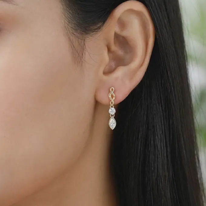 Gold Marquisite Shine Lab Grown Diamond Earrings