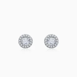 Gold Minerva Halo Soliatire Lab Grown Diamond Studs