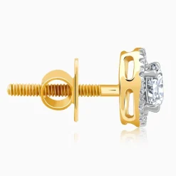 Gold Minerva Halo Soliatire Lab Grown Diamond Studs