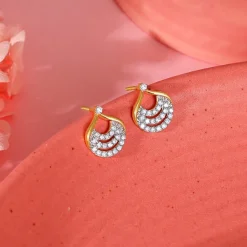 Gold Moonbeam Diamond Earrings