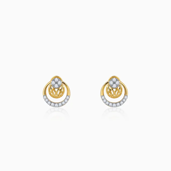 Gold Nightfall Circle Lab Grown Diamond Earrings
