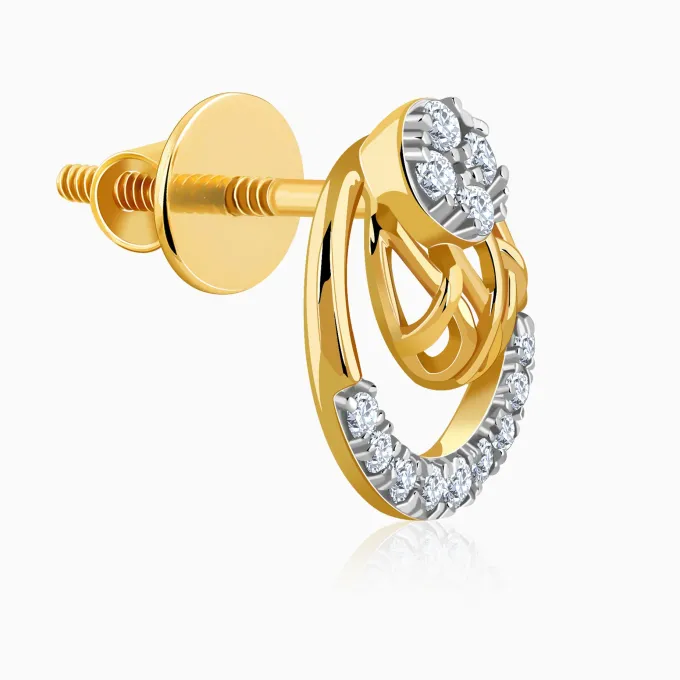 Gold Nightfall Circle Lab Grown Diamond Earrings