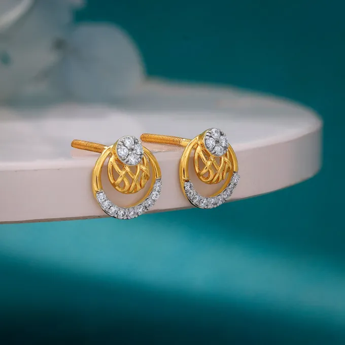 Gold Nightfall Circle Lab Grown Diamond Earrings