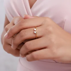 Gold Opal Waves Lab Grown Diamond Ring