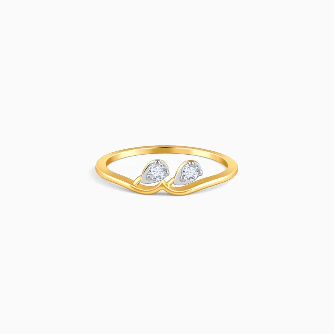 Gold Opal Waves Lab Grown Diamond Ring