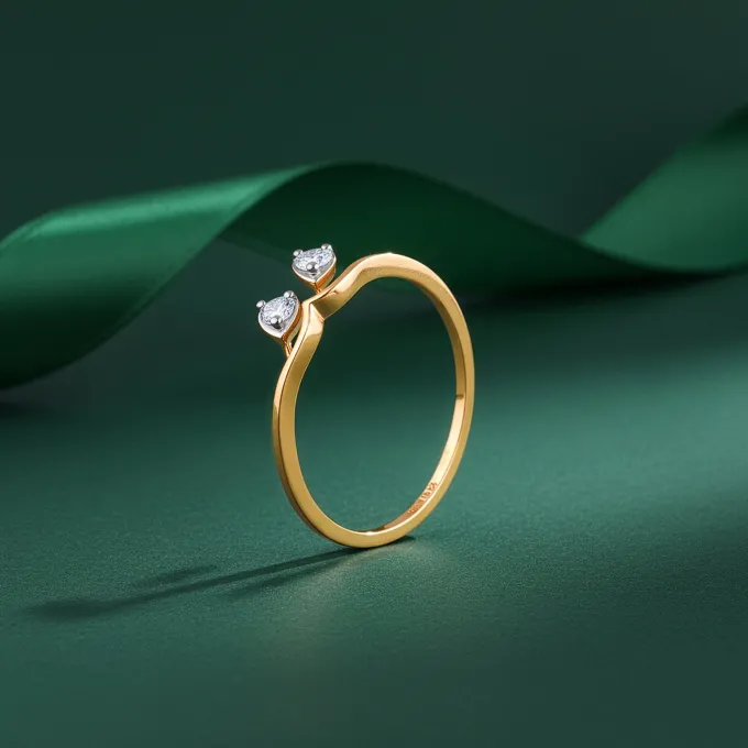 Gold Opal Waves Lab Grown Diamond Ring
